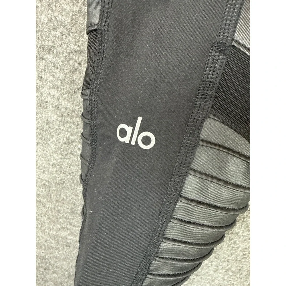 Alo Yoga‎ Moto Legging Womens S High Waist Pintuck Faux Leather Activewear 3158